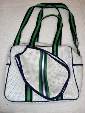 Queen Of The Court  Neoprene Pickleball Bag White Green Brooklyn
